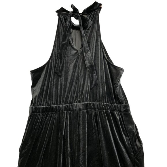 New Women’s Size XXL Black Velvet Jumpsuit High neck Halter A New Day 1605 - Picture 6 of 11